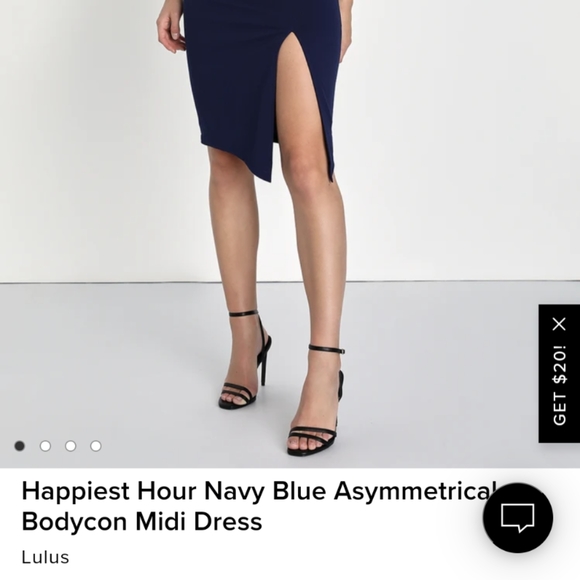 New women's Navy asymmetrical bodycon dress, size M, Lulu's - Picture 5 of 6